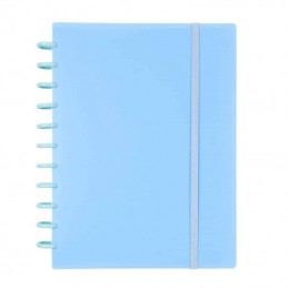 Caderno Ingeniox A5 Pautado 100FL Azul Pastel com Elástico