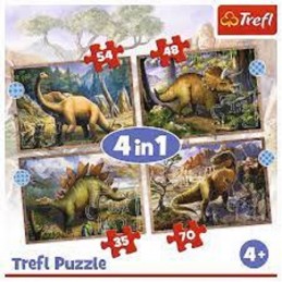Puzzle 4 em 1Trefl Dinossauros